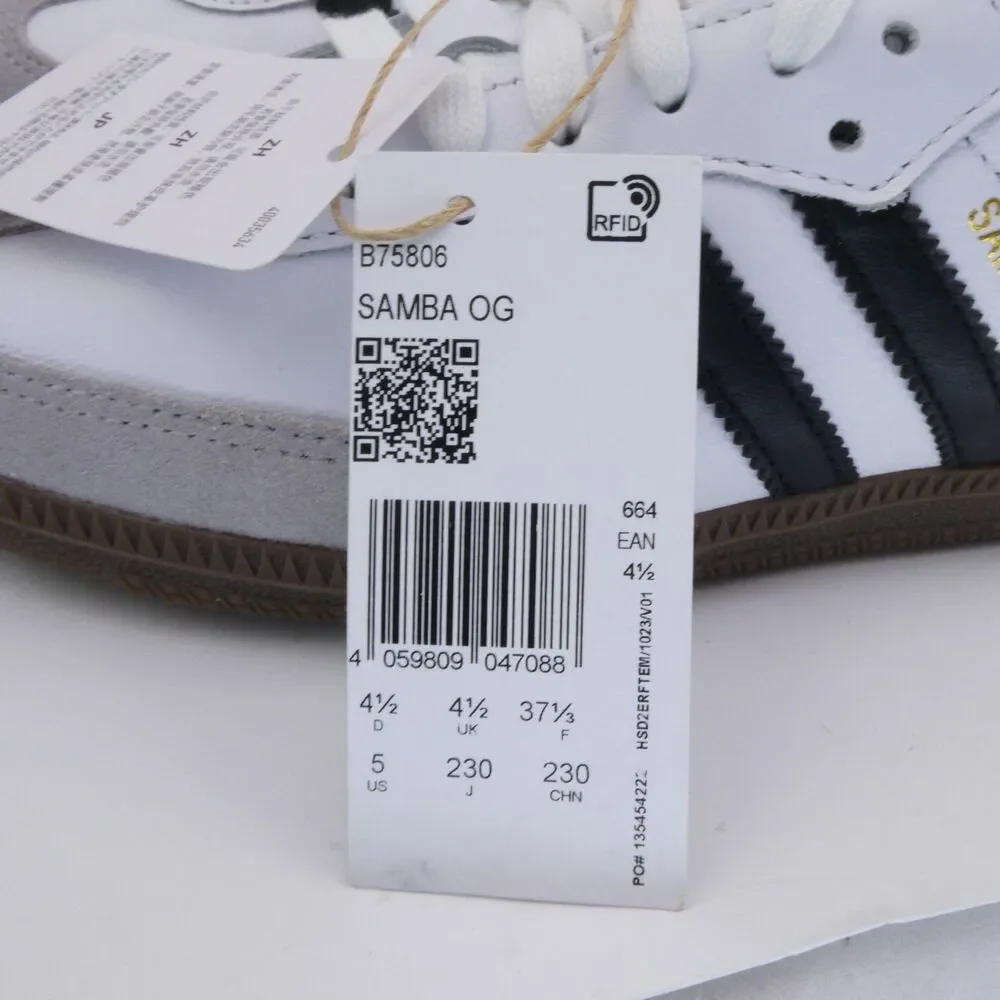 adidas Originals Women's US 6 Samba OG Trainers Youth 5 White/Black Men's US 5 - Picture 3 of 9